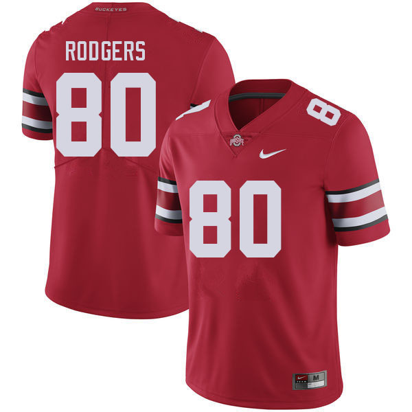 Ohio State Buckeyes Bryson Rodgers Men's #80 Red Authentic Stitched College Football Jersey